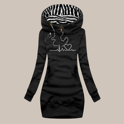 Amora™ | Kapuzenkleid mit Herzschlag-Print