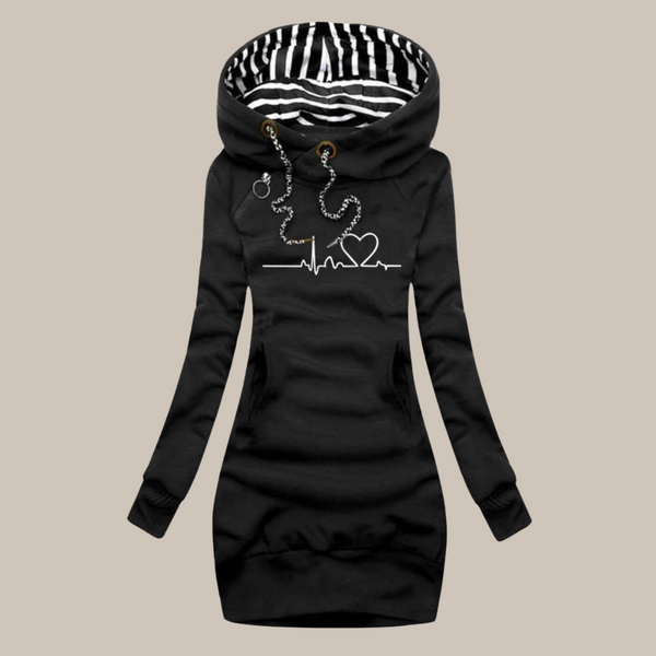 Amora™ | Kapuzenkleid mit Herzschlag-Print