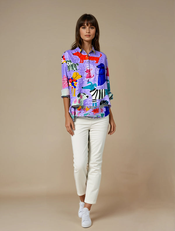 Sofia | Edles Damen-Shirt mit künstlerischem Hunde-Print