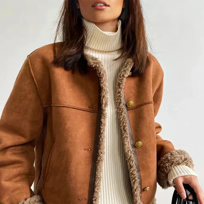 Amelia™ | Lammleder Jacke mit Knöpfen